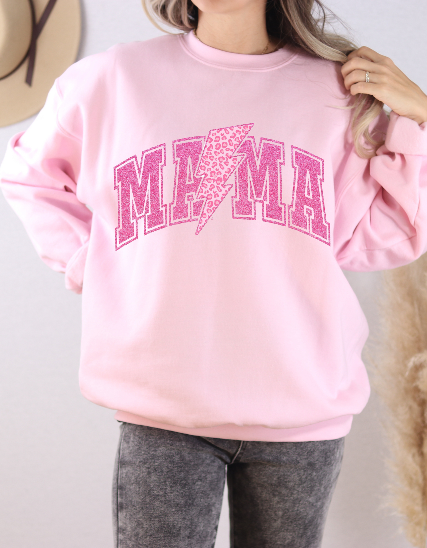 Pink On Pink Mama Lightning Bolt Sweatshirt